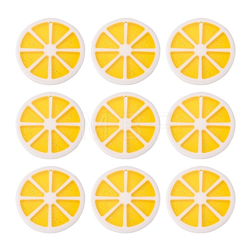 Hawaii Lemon Slice Resin Glitter Powder Pendants X-RESI-R337-5-1