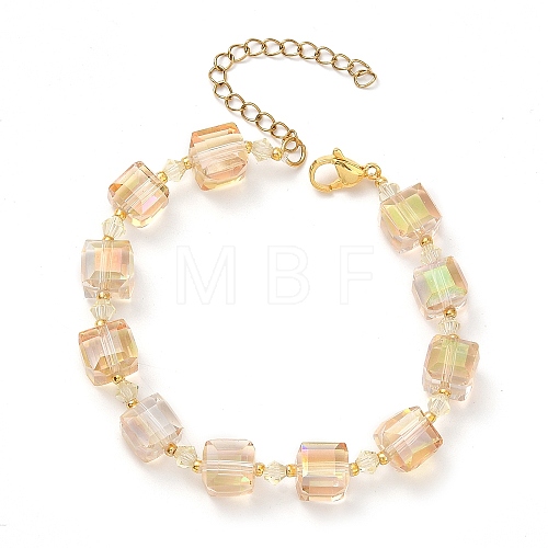 Electroplate Glass Beaded Stretch Bracelets for Women BJEW-JB11213-01-1