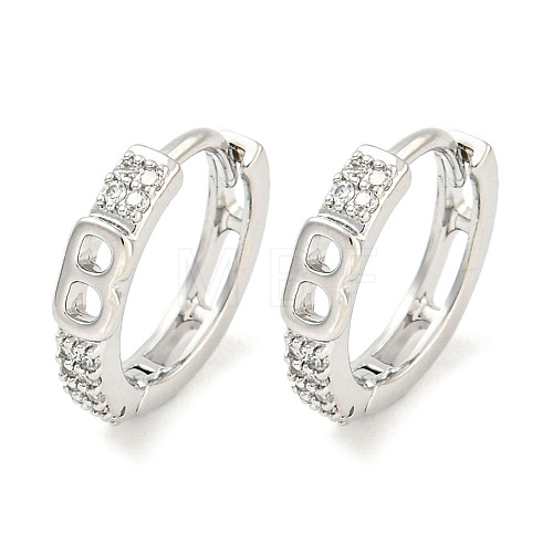 Brass Micro Pave Clear Cubic Zirconia Hoop Earrings for Women EJEW-S228-09P-1