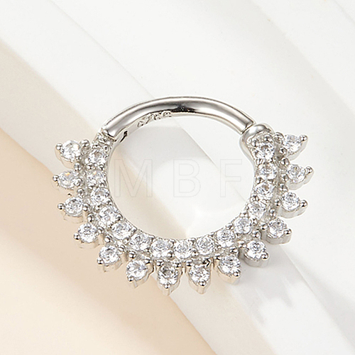 925 Silver Double Row Crystal Rhinestone Cartilage Earrings DI4984-2-1