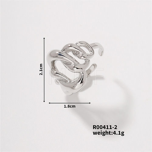 Fashionable Irregular Brass Open Cuff Ring with Hollow Leaf Design RM0162-3-1