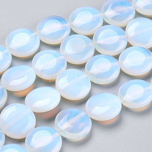 Flat Round Opalite Beads Strands X-G-S110-25-1