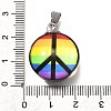 Flat Round 201 Stainless Steel Acrylic Pendants STAS-U036-01P-02-3