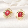 Sun Brass Stud Earrings EJEW-D352-02G-02-2