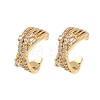 C-Shaped Brass Micro Pave Clear Cubic Zirconia Cuff Earrings EJEW-L316-01G-05-4