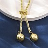 Round Brass Slider Lariat Necklaces for Women NJEW-G162-05G-3