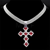 304 Stainless Steel Glass Cross Pendant Necklaces NJEW-G115-02P-1