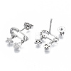 Brass Micro Pave Clear Cubic Zirconia Dangle Stud Earrings EJEW-N011-37P-NF-2