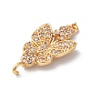 Brass Micro Pave Cubic Zirconia Connector Charms KK-C062-053G-03-2