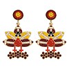 Alloy & Glass Seed Beaded Stud Dangle Earrings FS-WG6CE38-05-1