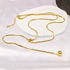 White Round Plastic Pearl Tassel 304 Stainless Steel Round Snake Chain Lariat Necklaces for Women WG7536F-02-2