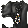 Baking Paint Glass Seed & Synthetic Turquoise Dangle Earrings for Women EJEW-JE07402-2