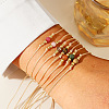 Casual Brass Bead Khaki Wax Thread Semi-Precious Natural Gemstone Bracelets Sets JA4012-1