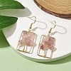 Natural Rose Quartz Chips Tree Dangle Earrings EJEW-JE05734-03-2