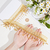 Polyester & Glass Rhinestone & Imitation Pearl Beaded Tassel Ribbon DIY-CY0003-68A-3