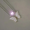 2Pcs Alloy Enamel Magnetic Luminous Butterfly Pendant Friendship Couple Necklaces FS-WG3F676-01-1
