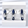 Natural Lapis Lazuli & Brass Cuff Rings for Women RJEW-G374-01P-07-1