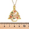 Zinc Alloy Glass Colorful Christmas Tree Pendant Brass Cable Chain Necklaces NJEW-TA00267-4