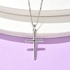 304 Stainless Steel Cross Pendant Cable Chain Necklaces NJEW-S442-05P-2