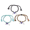 3Pcs 3 Colors Handmade Lampwork & Alloy Charm Bracelets BJEW-JB12749-2