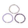 Natural Mixed Gemstone & Cultured Freshwater Pearl Beads Stretch Bracelets for Women BJEW-JB13205-01-5