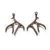 Tibetan Style Alloy Deer Antler Pendants X-TIBEP-S261-AB-FF-1