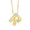 Brass Micro Pave Clear Cubic Zirconia Initial Pendant Necklaces FS-WGF17D9-23-1