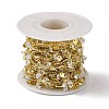 Brass Rectangle & Cubic Zirconia Flat Round Link Chains CHC-P010-05G-3