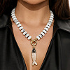 Bohemian Alloy Enamel Fish Pendant Rondelle Resin Beaded Necklaces for Women WGAFD1E-01-2