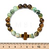 Natural Tiger Eye & Green Line Jasper & Alloy Beads Stretch Bracelets for Women Men BJEW-JB14037-4