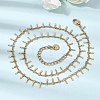 304 Stainless Steel Curb Chain with Bar Tassel Necklaces for Women NJEW-K389-04G-1