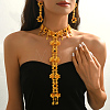 Alloy Cubic Zirconia Flower Long Tassel Necklaces & Earrings Sets for Women YP5175-3