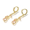 Brass Micro Pave Cubic Zirconia Hoop Earrings CU-CBA108A-14G-06-4