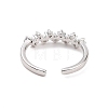 Clear Cubic Zirconia Wave Open Cuff Ring RJEW-B028-09P-3