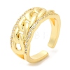 Rack Plating Brass Curb Chains Shape Open Cuff Ring with Cubic Zirconia RJEW-R138-01G-3