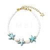 Glass Seed Beads & Synthetical Turquoise & Natural Cultured Freshwater Pearl Beaded Bracelets for Women BJEW-JB13839-4