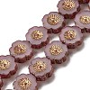 Picasso Baking Paint & Golden Metal Enlaced Glass Beads Strands GL-CBA98F0-04D-1