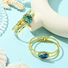 Natural Abalone Shell Flat Round Open Bangles BJEW-JB14315-01-1