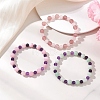 3Pcs Natural Quartz & Rose Quartz Beads Stretch Bracelet for Women BJEW-JB13153-1