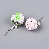 Handmade Polymer Clay Rhinestone Beads with Resin Alloy Iron Chain Glass ABS Imitation Pearl RESI-T060-27M-3