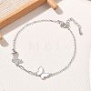 Brass Micro Pave Clear Cubic Zirconia White Butterfly Link Bracelets KK-CBA6980-21P-1