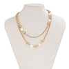 Alloy & Plastic Imitation Pearl White Round Beads Handmade Link Chain Long Necklaces for Women FS-WG575FB-01-3