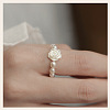 Flower Shell Pearl with Natural Freshwater Pearl Rice Beaded Finger Rings for Women FS-WGB4426-02-4