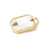 Brass Pave Natural White Shell Hollow Heart Rectangle Charms with Jump Rings KK-S522-16G-2