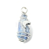 2Pcs Electroplated Natural Quartz Crystal Dyed Copper Wire Wrapped Pendants PALLOY-JF03168-02-3