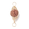 Natural Rudraksha Copper Wire Wrapped Connector Charms PALLOY-JF02067-01-2