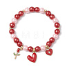 Valentine's Day Glass Pearl Stretch Bracelets for Women BJEW-JB11441-3