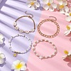 4Pcs 4 Styles Daisy Flower Alloy Enamel Charm Bracelet Sets BJEW-JB10546-2