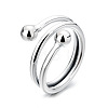 Round Ball Rhodium Plated 925 Sterling Silver Cuff Rings FS-WG60689-01-4