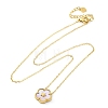 304 Stainless Steel Pave Natural Pink Shell Flower Pendant Necklaces for Women NJEW-U032-16G-01-4